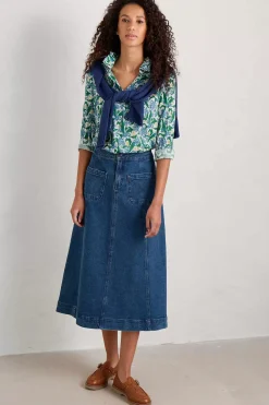 Tops<Seasalt Cornwall Larissa Organic Cotton Shirt Woodland Garlic Chalk