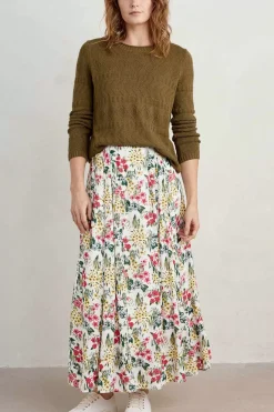 Skirts<Seasalt Cornwall Lethlean Pleated Maxi Skirt Painterly Field Chalk