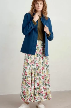 Skirts<Seasalt Cornwall Lethlean Pleated Maxi Skirt Painterly Field Chalk