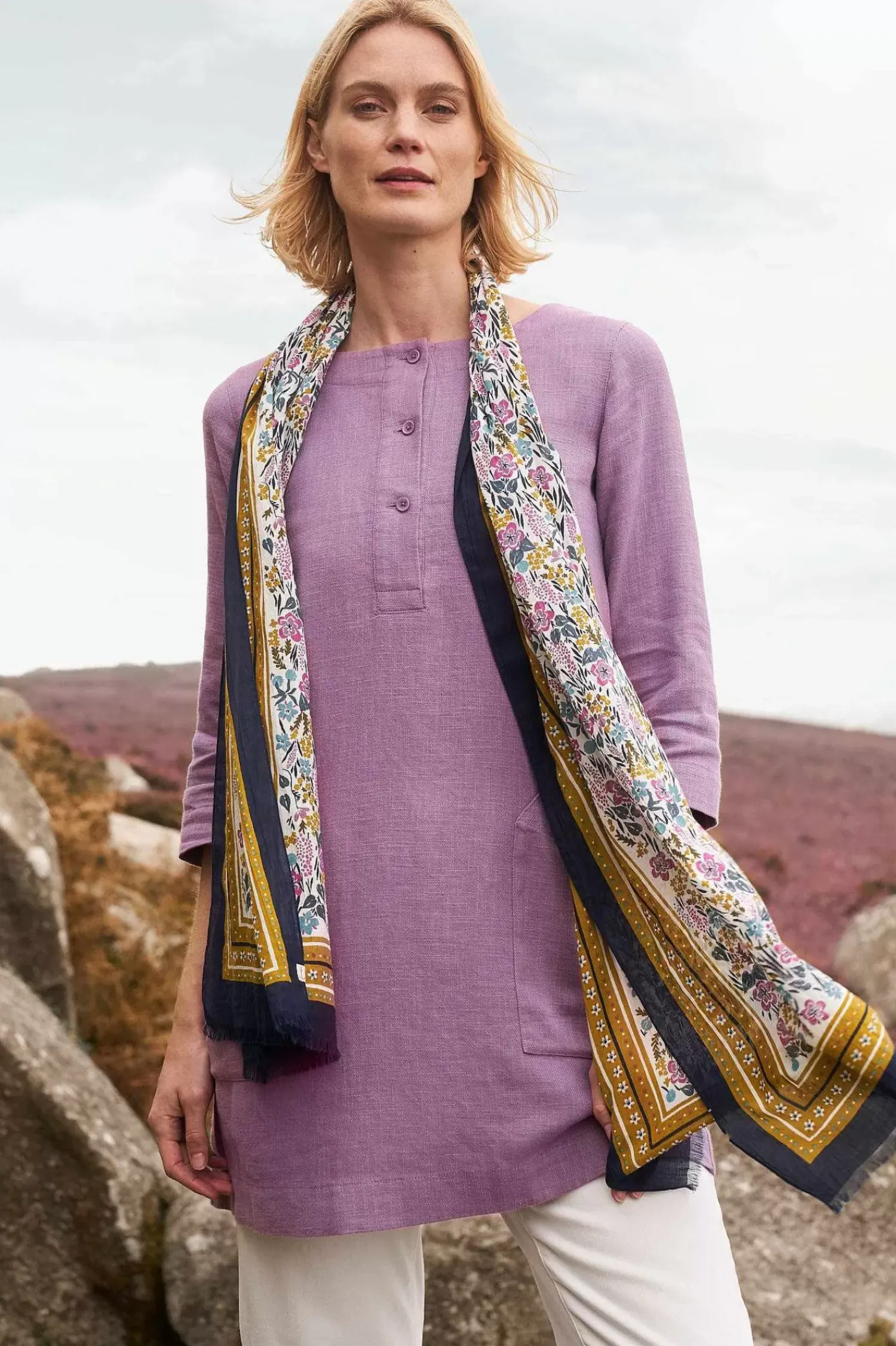 Tunics<Seasalt Cornwall Lighthouse Rock 3/4 Sleeve Tunic Verbena