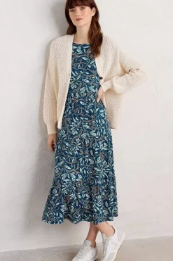 Dresses<Seasalt Cornwall Line Strokes Short Sleeve Dress (Gots) Flowing Reeds Raincloud