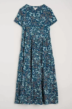 Dresses<Seasalt Cornwall Line Strokes Short Sleeve Dress (Gots) Flowing Reeds Raincloud