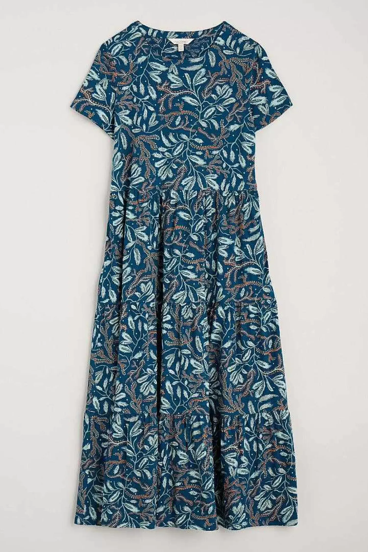 Dresses<Seasalt Cornwall Line Strokes Short Sleeve Dress (Gots) Flowing Reeds Raincloud
