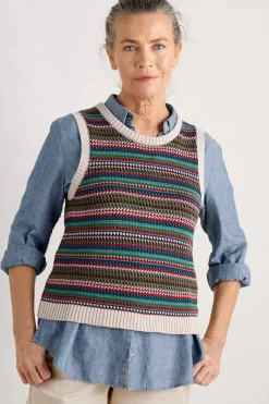 Knitwear<Seasalt Cornwall Little Grebe Fair Isle Vest Paving Path Seaway Multi