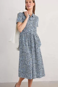 Dresses<Seasalt Cornwall Mainland Jersey Midi Dress Seaweed Floral Chalk