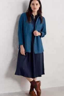 Dresses<Seasalt Cornwall Mainland Jersey Midi Shirt Dress (Gots) Maritime