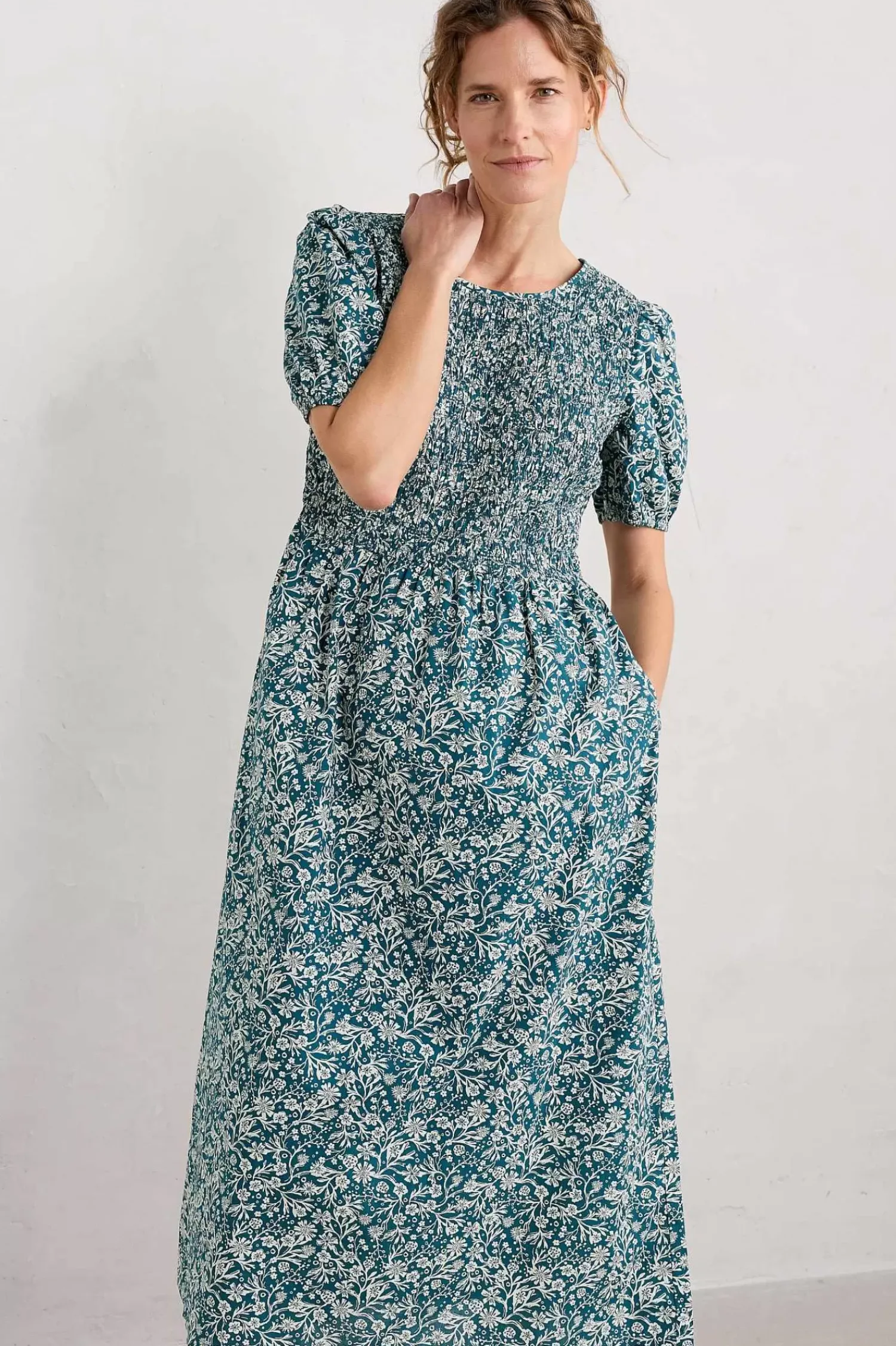 Dresses<Seasalt Cornwall Meadowsweet Short Sleeve Dress Creekside Floral Mast