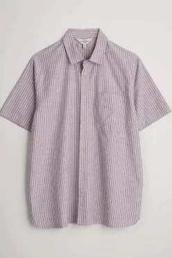 Tops & T-Shirts<Seasalt Cornwall Men's Blue Heron Striped Short Sleeve Shirt Barley Tack Mallow
