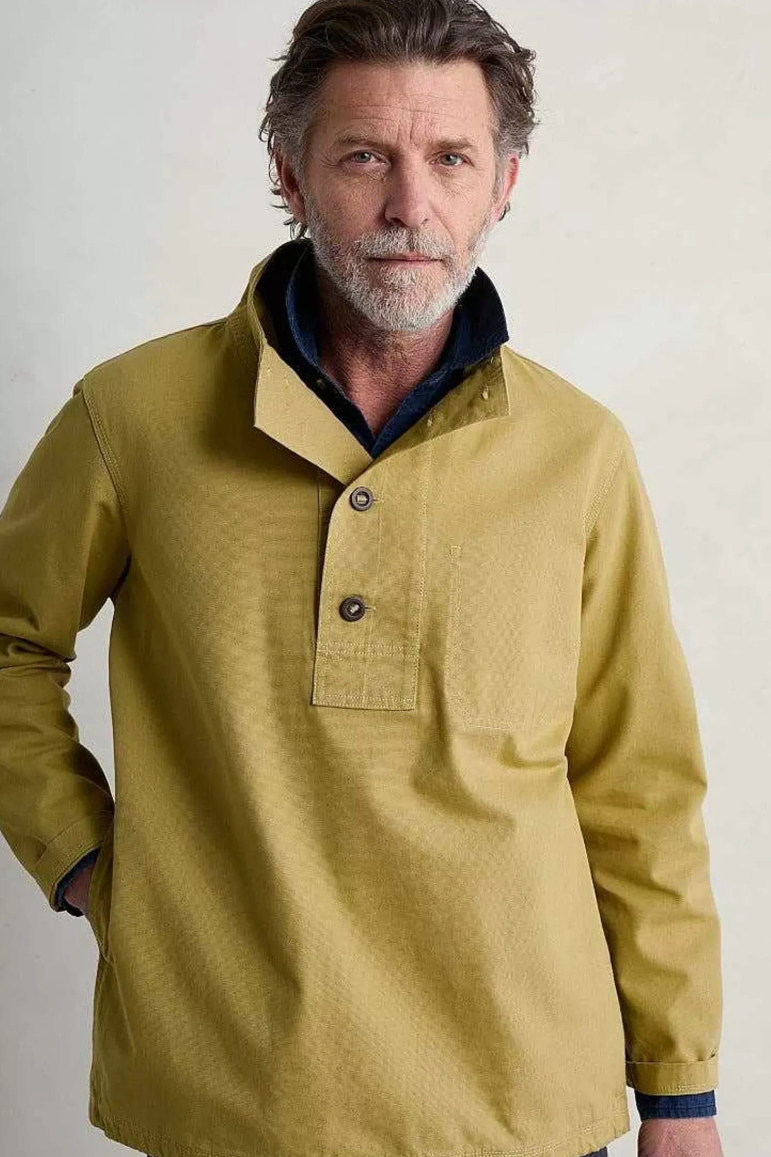 Tops & T-Shirts<Seasalt Cornwall Men's Clay Stone Organic Cotton Pullover Smock Oregano