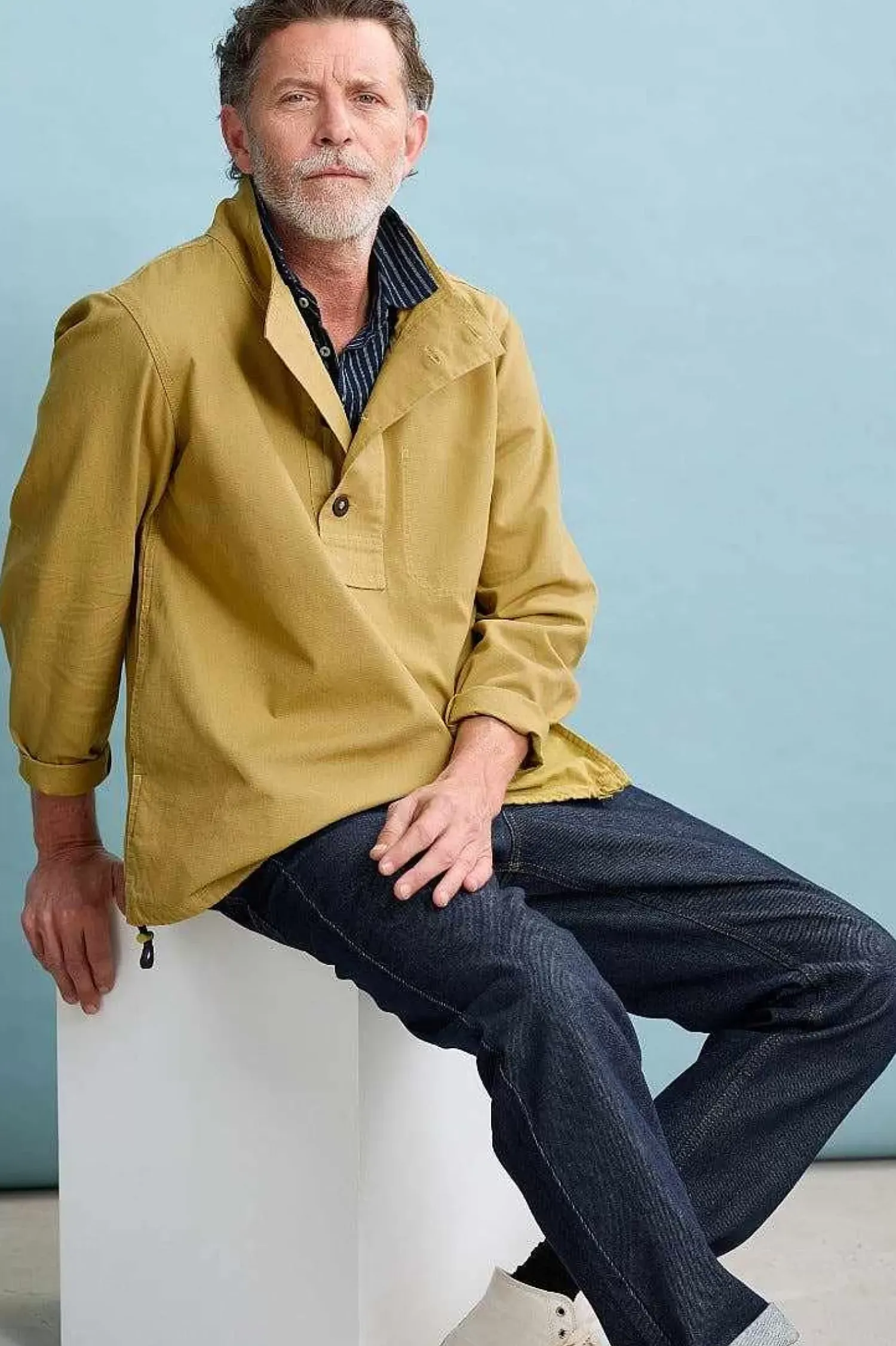 Tops & T-Shirts<Seasalt Cornwall Men's Clay Stone Organic Cotton Pullover Smock Oregano