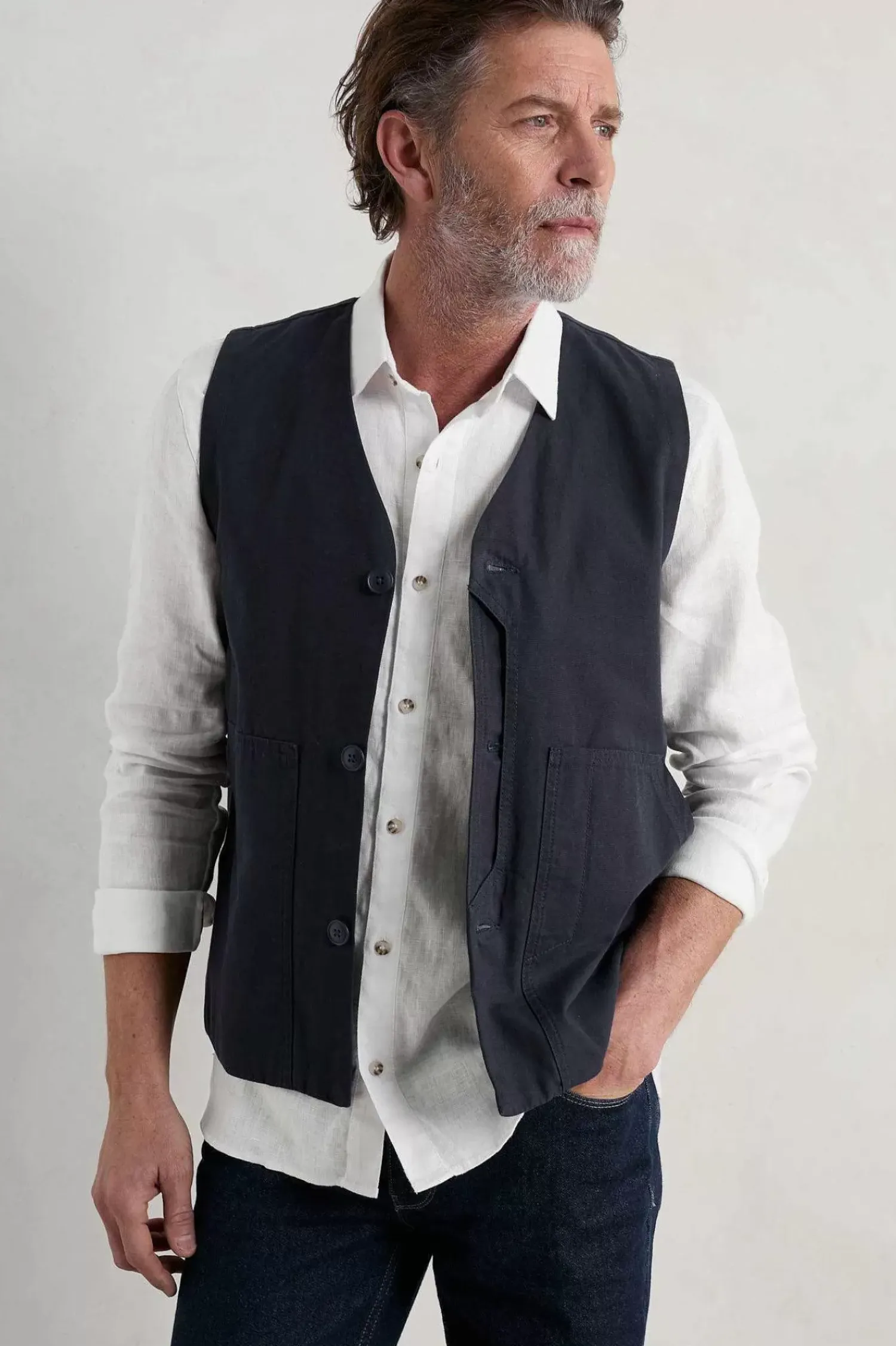 Tops & T-Shirts<Seasalt Cornwall Men's Curator Linen Shirt Salt
