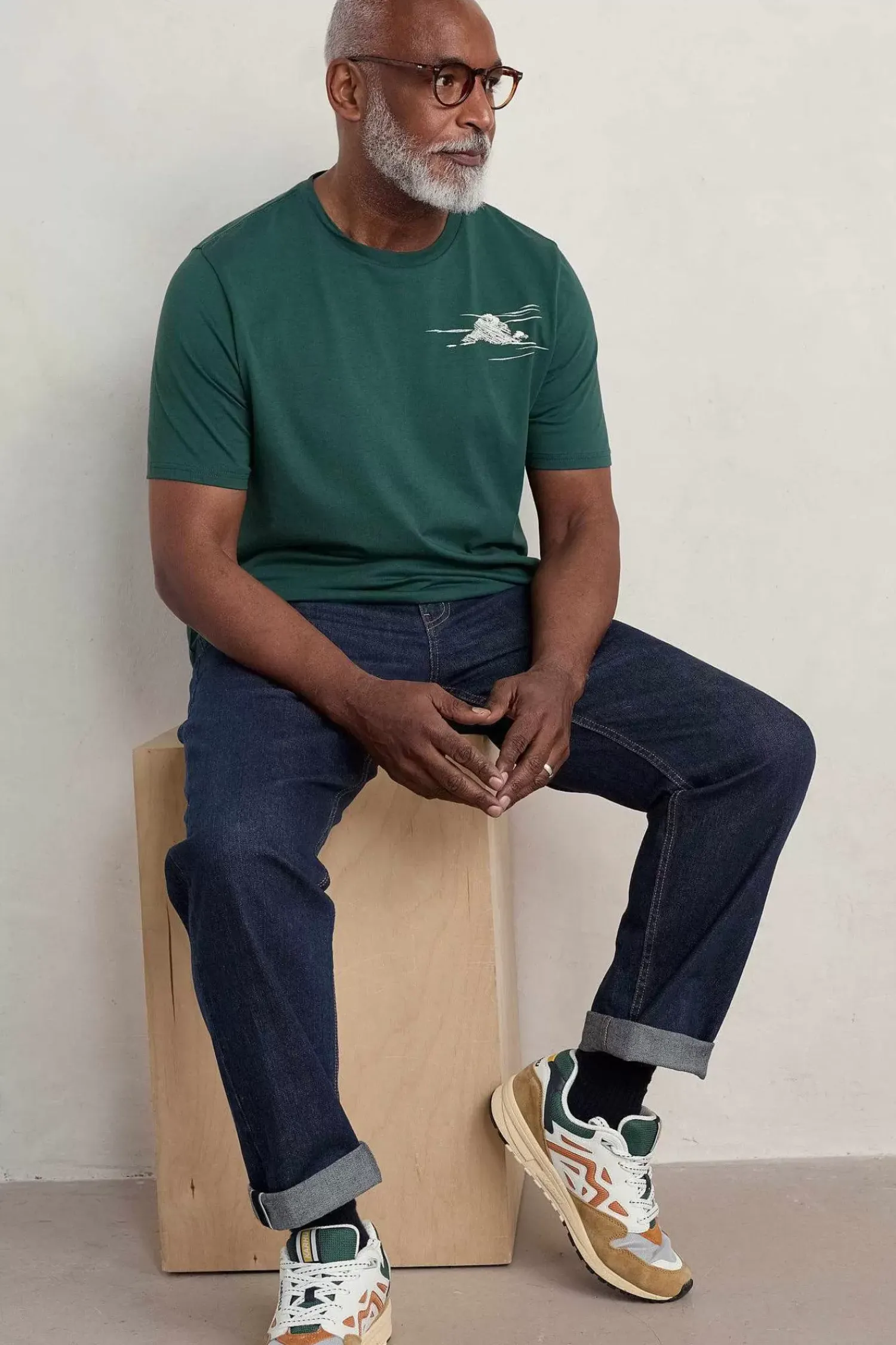 Tops & T-Shirts<Seasalt Cornwall Men's Downsouse Organic Cotton T-Shirt Clouds Verte