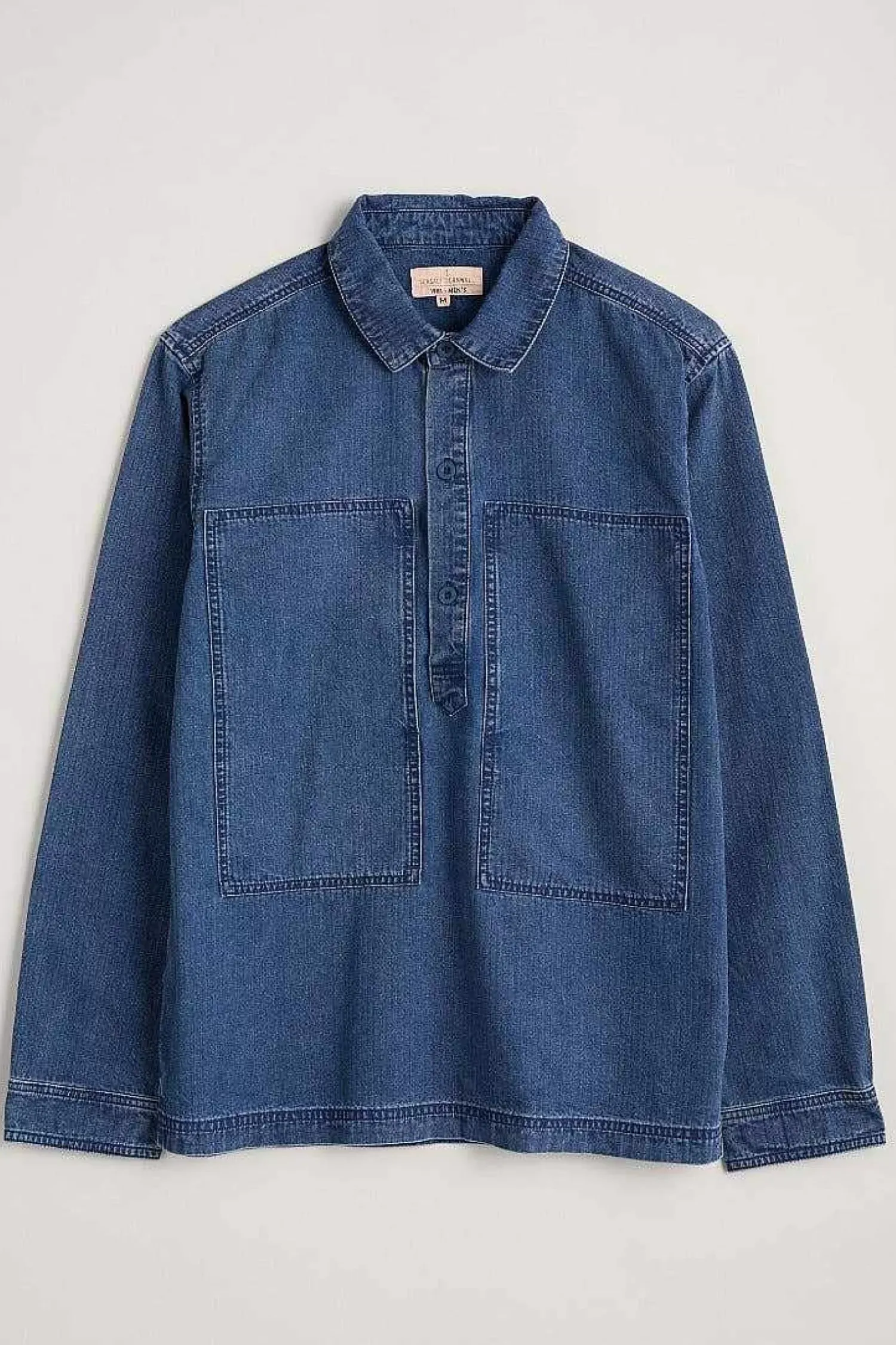 Tops & T-Shirts<Seasalt Cornwall Men's Hawser Denim Overshirt Dark Mid Indigo Wash