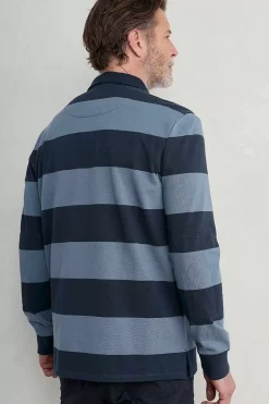 Tops & T-Shirts<Seasalt Cornwall Men's Herdsman Organic Cotton Rugby Top Page Blue Sail