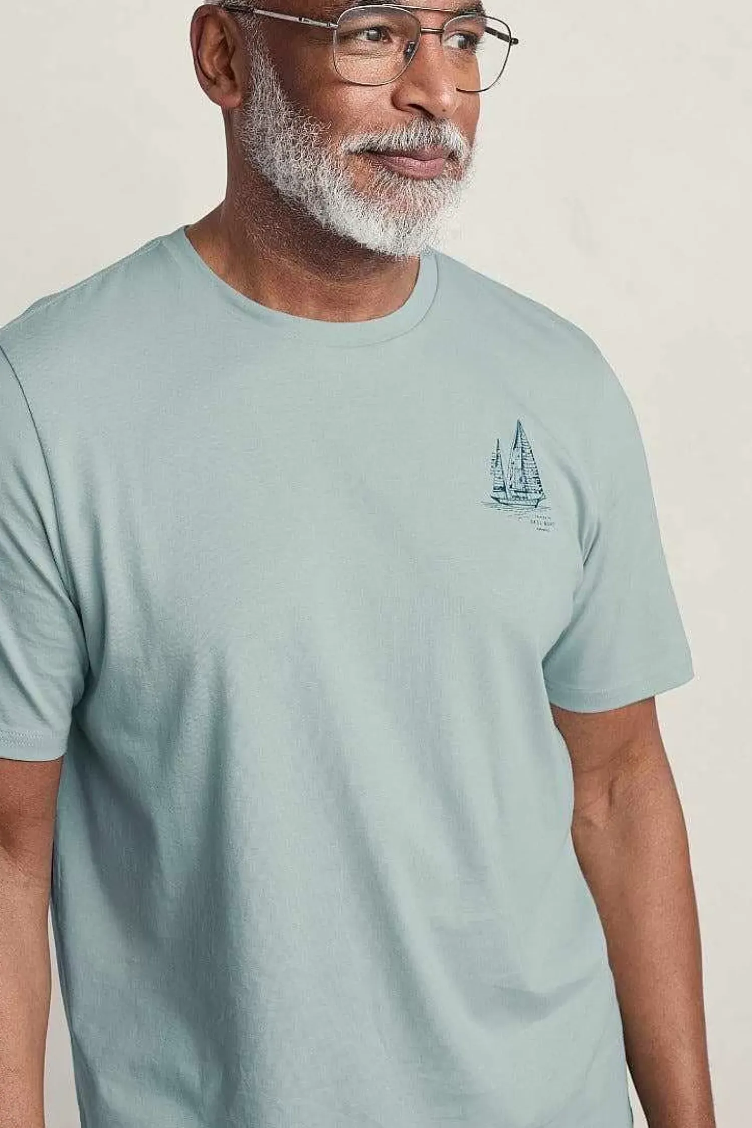 Tops & T-Shirts<Seasalt Cornwall Men's Loggerhead Organic Cotton T-Shirt Boat Drawing Eggshell