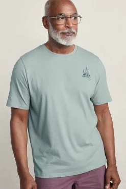 Tops & T-Shirts<Seasalt Cornwall Men's Loggerhead Organic Cotton T-Shirt Boat Drawing Eggshell
