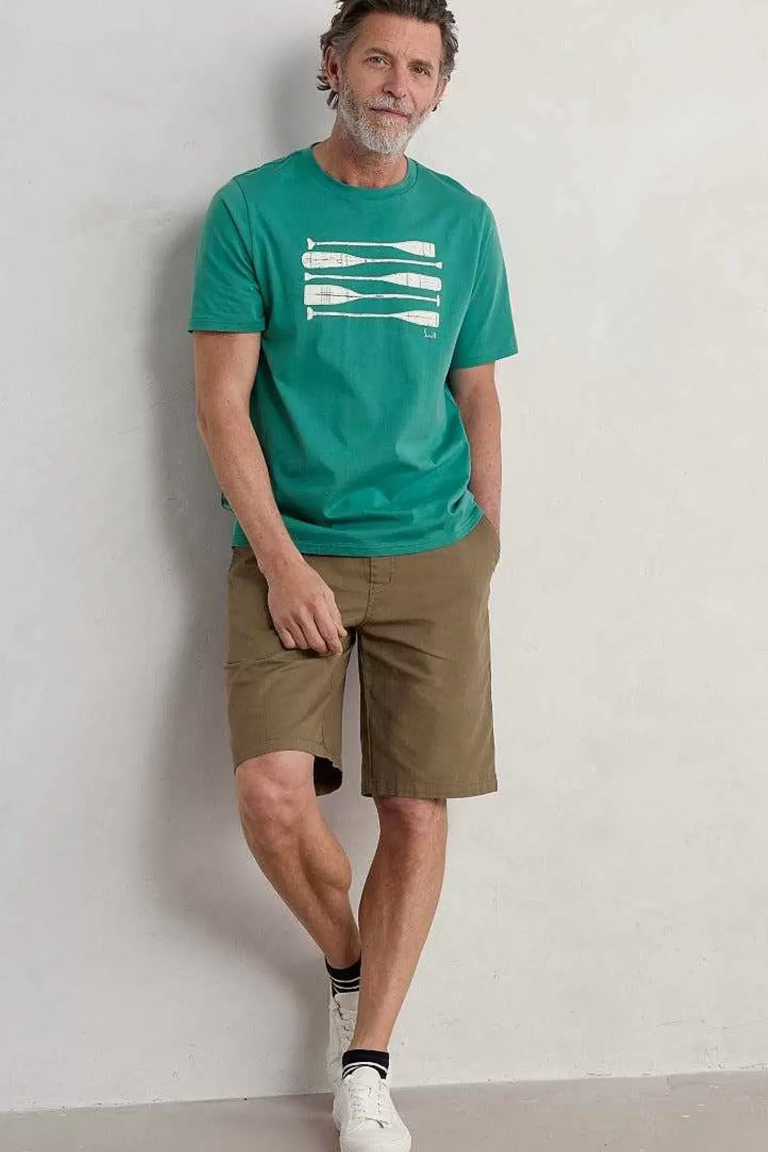 2 Mix & Match<Seasalt Cornwall Men's Midwatch Organic Cotton T-Shirt Stacked Oars Hepworth Green