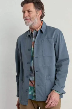 Coats & Jackets<Seasalt Cornwall Men's Organic Cotton Canvas Tompot Jacket Blue Sail