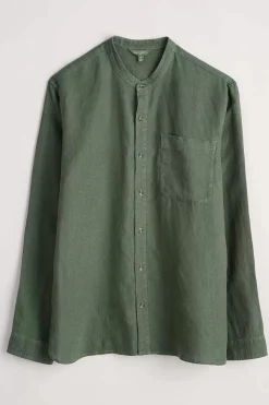 Shirts<Seasalt Cornwall Men's Porlock Linen Shirt Dark Balsam