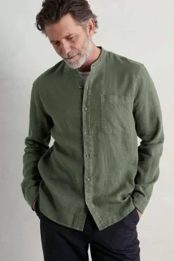Shirts<Seasalt Cornwall Men's Porlock Linen Shirt Dark Balsam