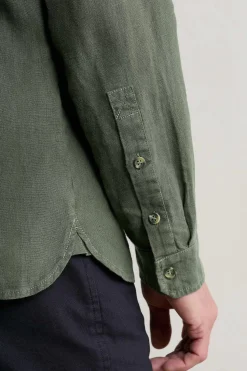 Shirts<Seasalt Cornwall Men's Porlock Linen Shirt Dark Balsam