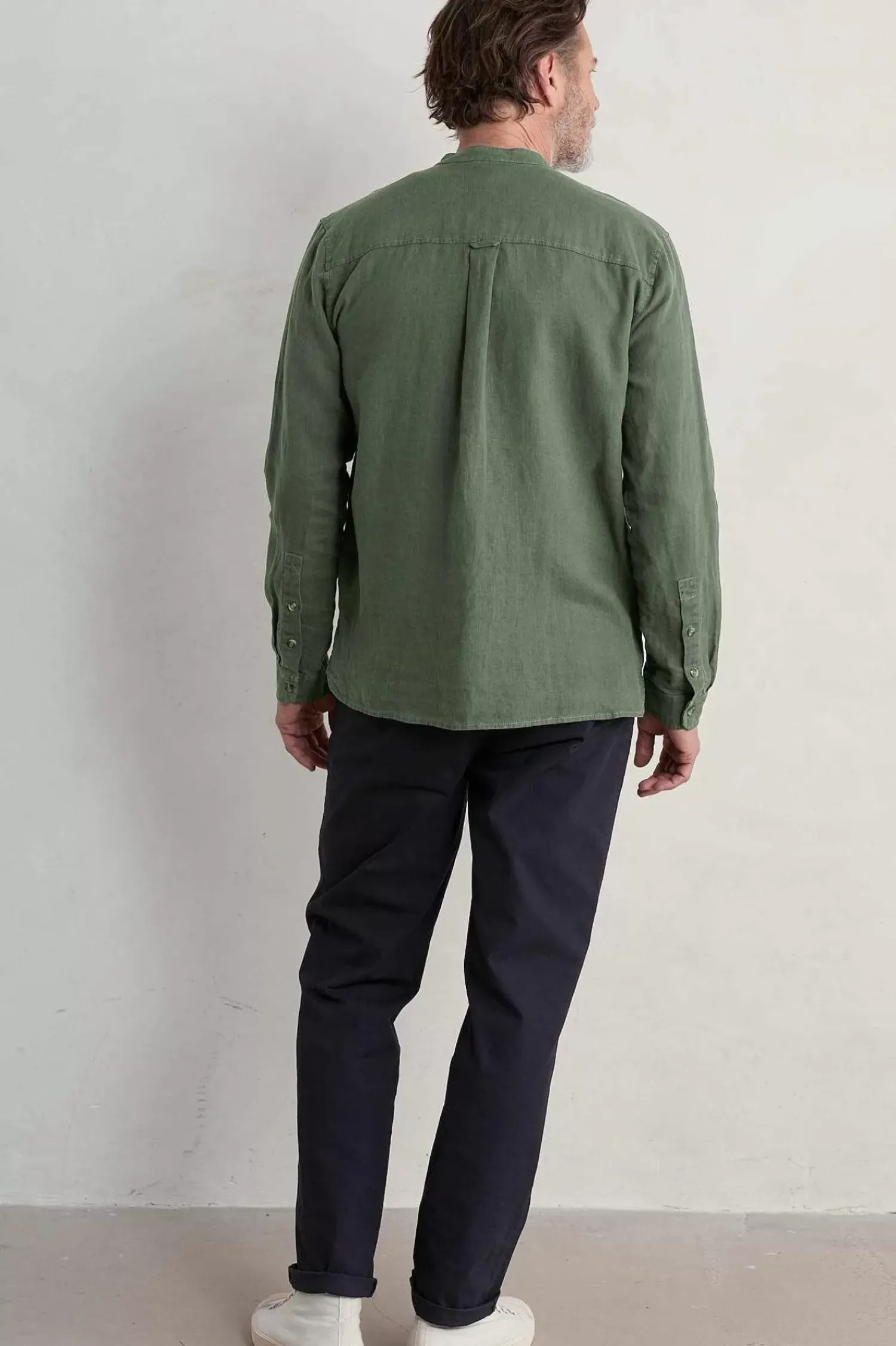 Shirts<Seasalt Cornwall Men's Porlock Linen Shirt Dark Balsam