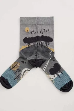 Socks<Seasalt Cornwall Men's Postcard Socks Hilltop Coal Hawk
