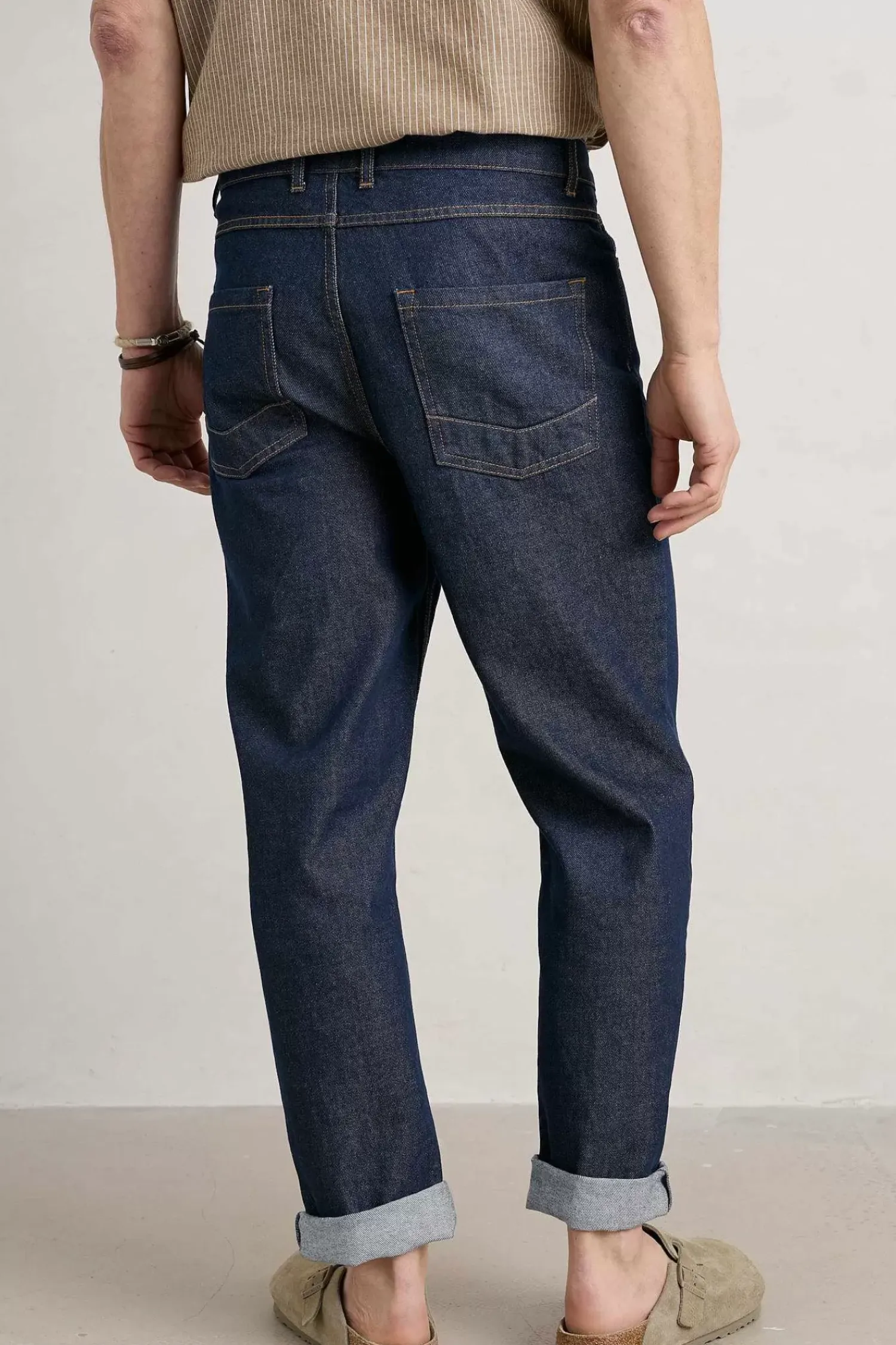 Trousers & Shorts<Seasalt Cornwall Men's Steersman Organic Cotton Straight Leg Jeans Dark Wash