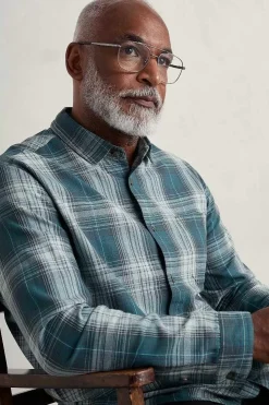 Shirts<Seasalt Cornwall Men's Stonework Organic Cotton Shirt Limestone Verte