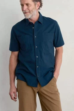 Tops & T-Shirts<Seasalt Cornwall Men's Trewavas Short Sleeve Shirt (Gots) Sea Cave