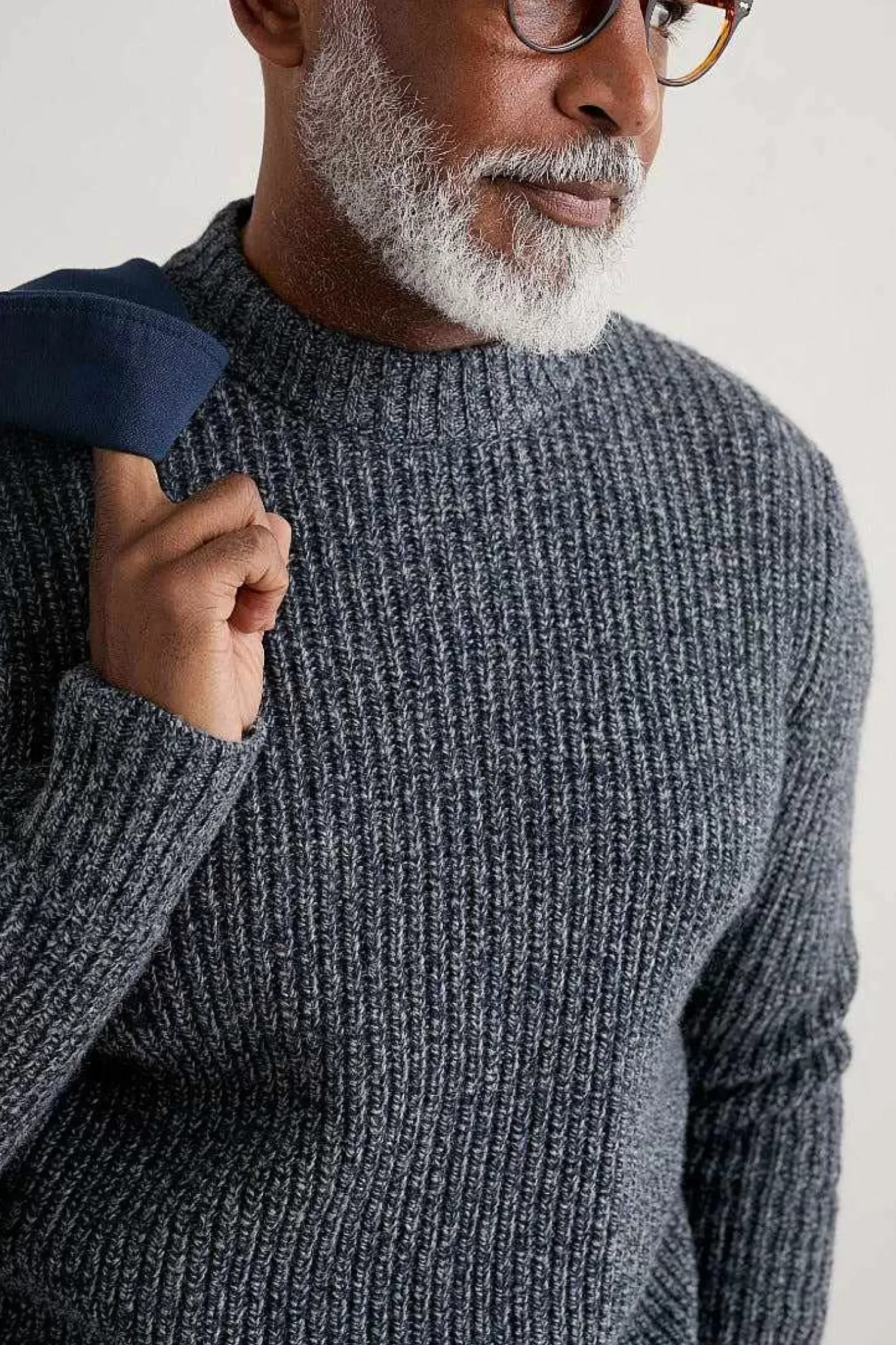 Knitwear<Seasalt Cornwall Men's Wheelwright Ribbed Lambswool Blend Jumper Maritime Mouline