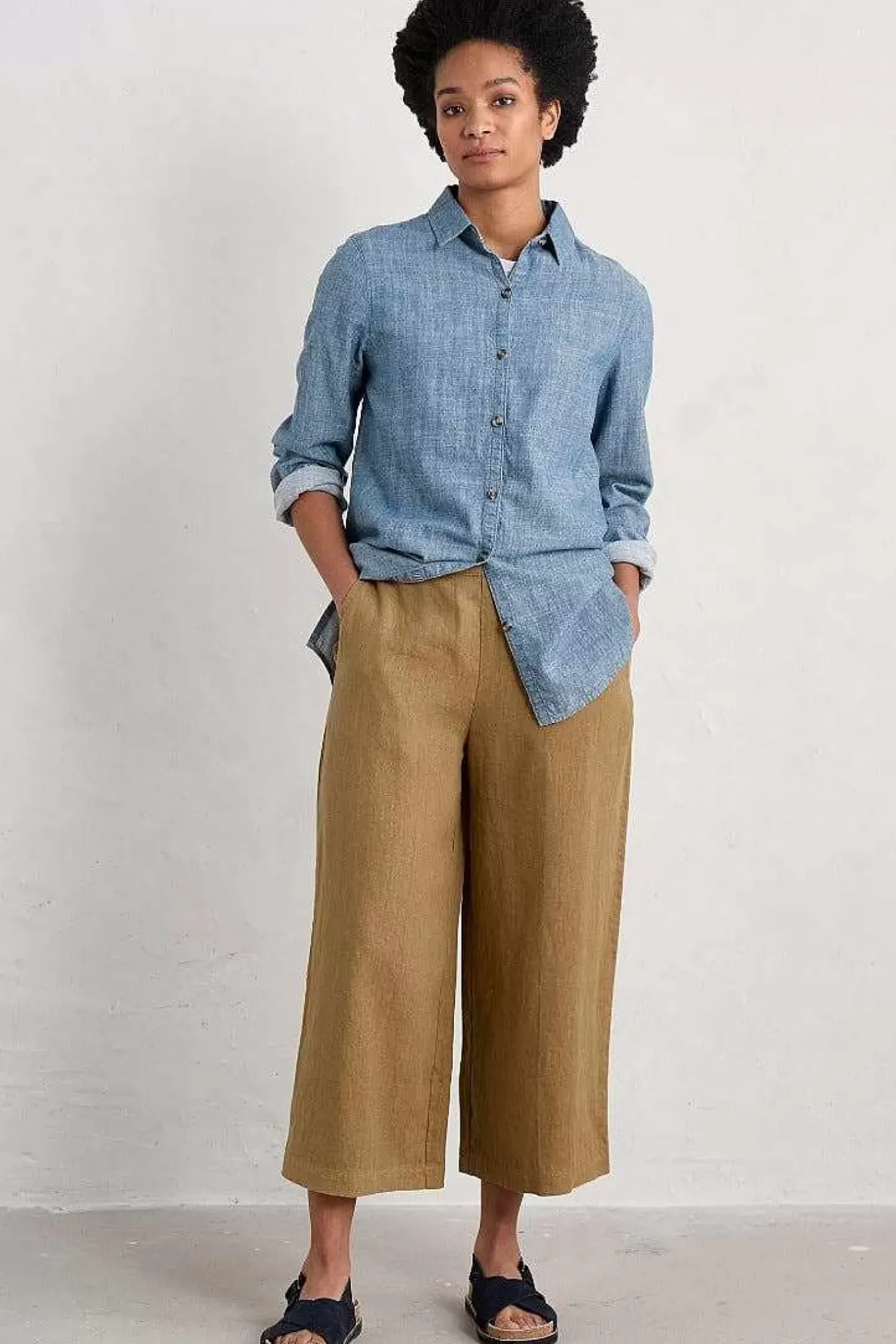 Trousers & Shorts<Seasalt Cornwall Merrivale Linen Culottes Sand Dune