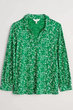 Tops<Seasalt Cornwall Misty Sky Organic Cotton Shirt Twirling Vines Island