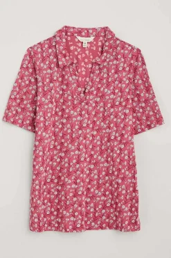 Tops<Seasalt Cornwall Misty Sky Short Sleeve Jersey Shirt Campion Vines Rose