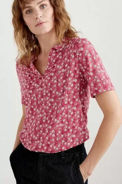 Tops<Seasalt Cornwall Misty Sky Short Sleeve Jersey Shirt Campion Vines Rose