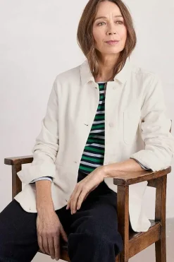 Coats & Jackets<Seasalt Cornwall Nancothan Long Organic Cotton Jacket Chalk