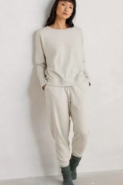Trousers & Shorts<Seasalt Cornwall Night Air Organic Cotton Cuffed Joggers Melange Chalk