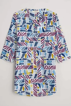 Tunics<Seasalt Cornwall Op Art Organic Cotton Tunic Top Hedging Marks Chalk