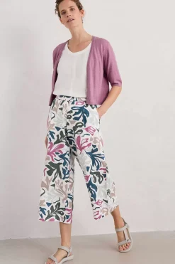 Trousers & Shorts<Seasalt Cornwall Peaceful Haven Linen Culottes Sea Frond Chalk
