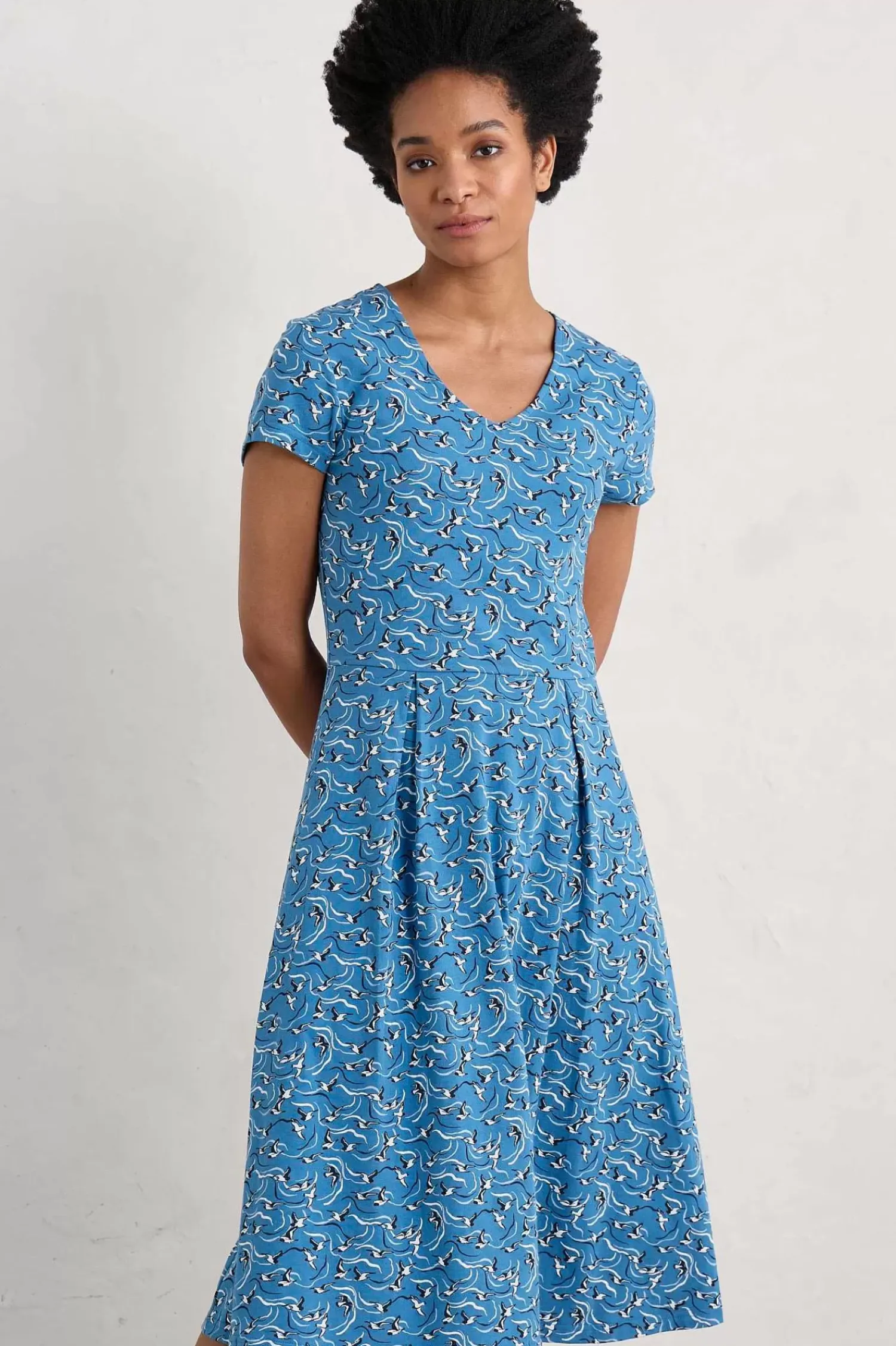 Dresses<Seasalt Cornwall Pier View Jersey Dress River Birds Sailboats