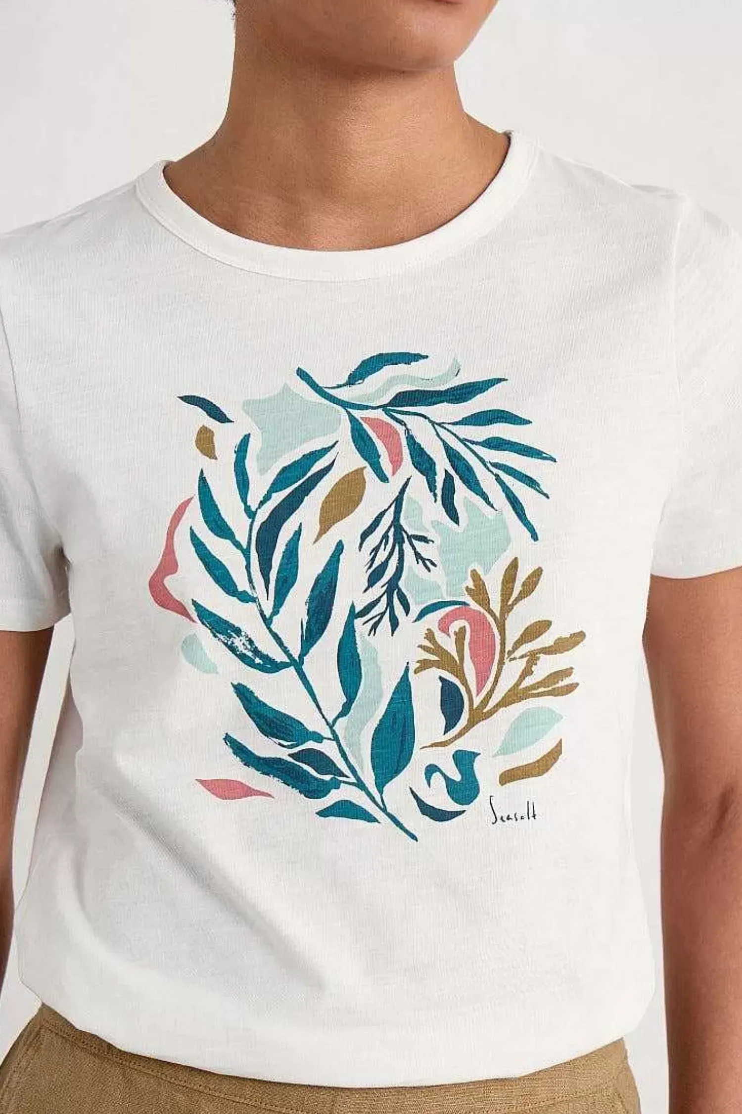Tops<Seasalt Cornwall Printing Ink Organic Cotton T-Shirt Painted Kelp Chalk