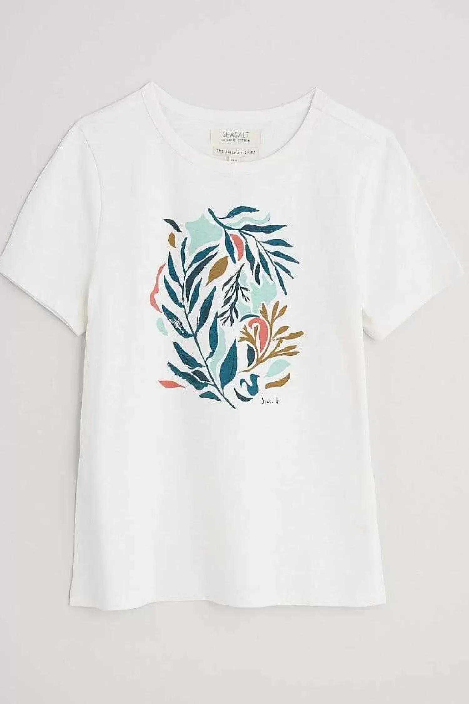 Tops<Seasalt Cornwall Printing Ink Organic Cotton T-Shirt Painted Kelp Chalk