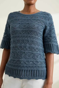 Knitwear<Seasalt Cornwall River Cross Pointelle Knit Top Light Squid