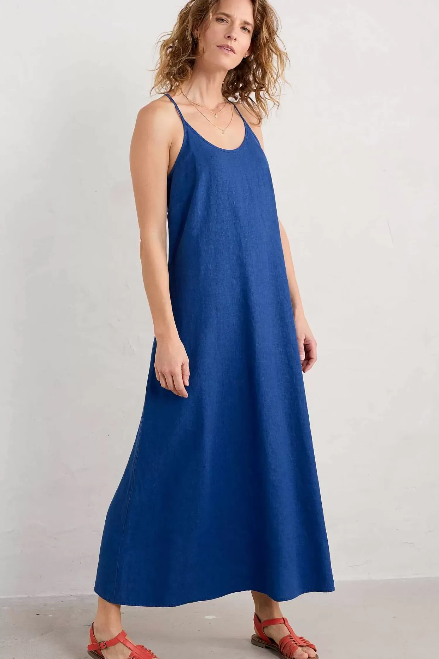 Dresses<Seasalt Cornwall River Fowey Sleeveless Linen Dress Bright Marine