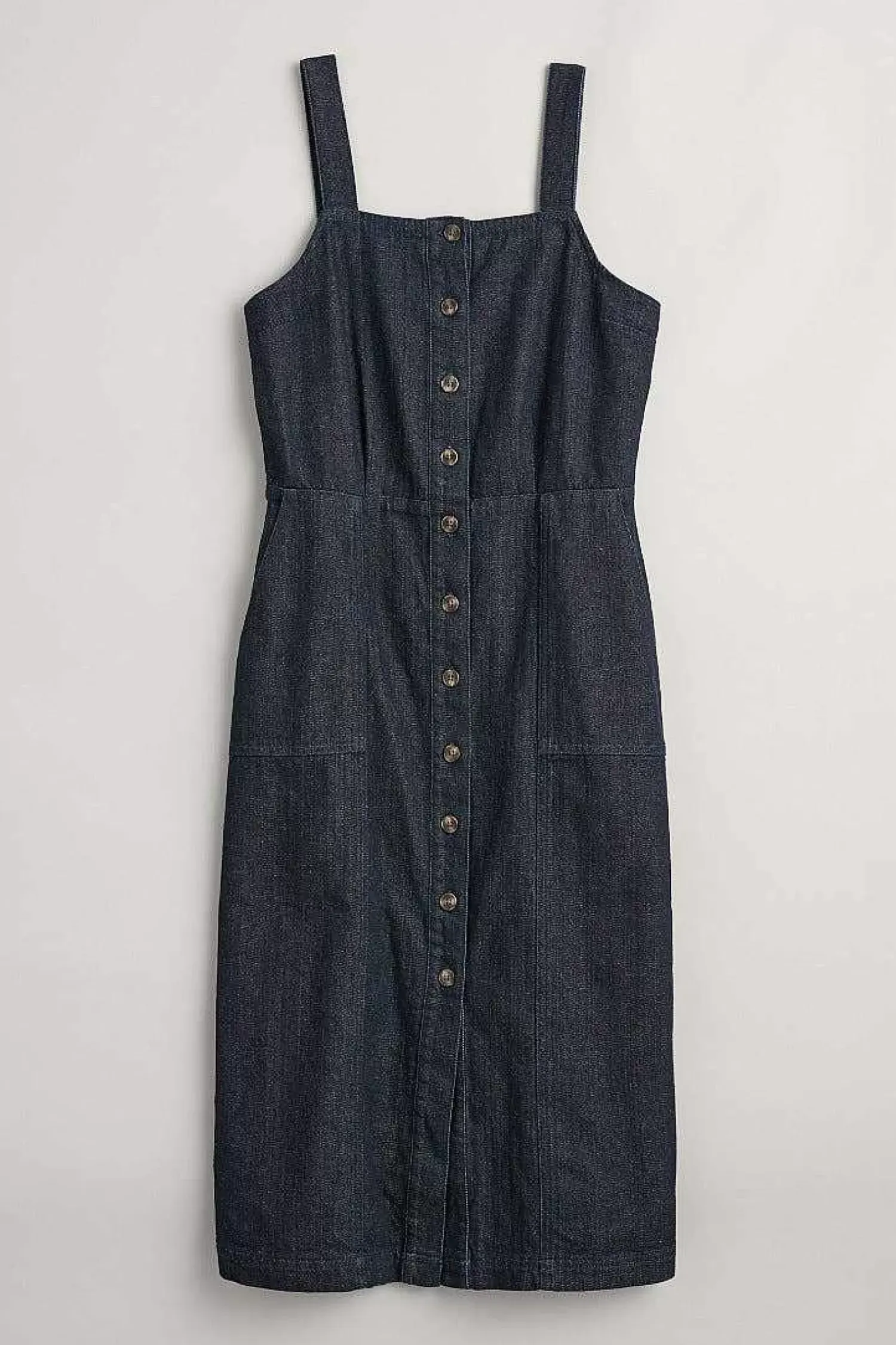 Dresses<Seasalt Cornwall River Rock Midi Pinafore Dress Dark Indigo Wash