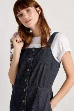 Dresses<Seasalt Cornwall River Rock Midi Pinafore Dress Dark Indigo Wash