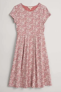 Dresses<Seasalt Cornwall Riviera Fit-And-Flare Jersey Dress Sand Ripples Barn Red