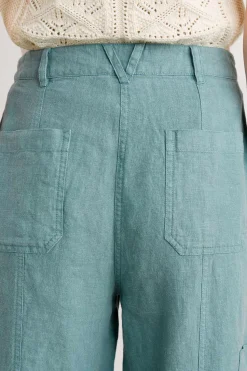 Trousers & Shorts<Seasalt Cornwall Rock Pipit Linen Trousers Watercress