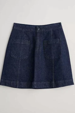 Skirts<Seasalt Cornwall Rolling Sands Denim Skirt Dark Rinse Wash