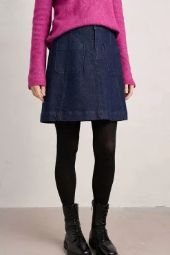 Skirts<Seasalt Cornwall Rolling Sands Denim Skirt Dark Rinse Wash